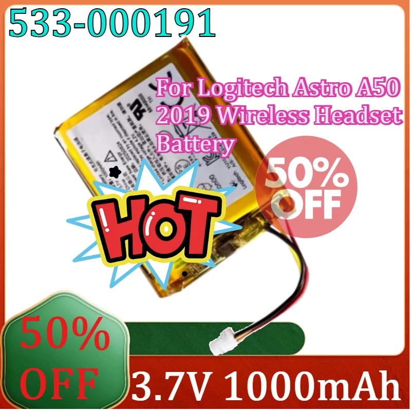 For Logitech Astro A50 2019 Wireless Headset Battery New 533-000191 3.7V 1000mAh High Quality Battery
For Logitech Astro A50 2019 Wireless Headset Battery New 533-000191 3.7V 1000mAh High Quality Battery