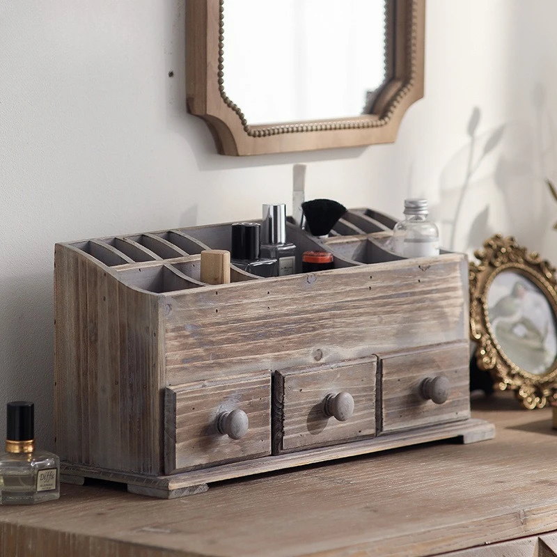 Retro solid wood desktop vanity box decorative cabinet antique and old simple finishing and storage antique vanity box
Retro solid wood desktop vanity box decorative cabinet antique and old simple finishing and storage antique vanity box