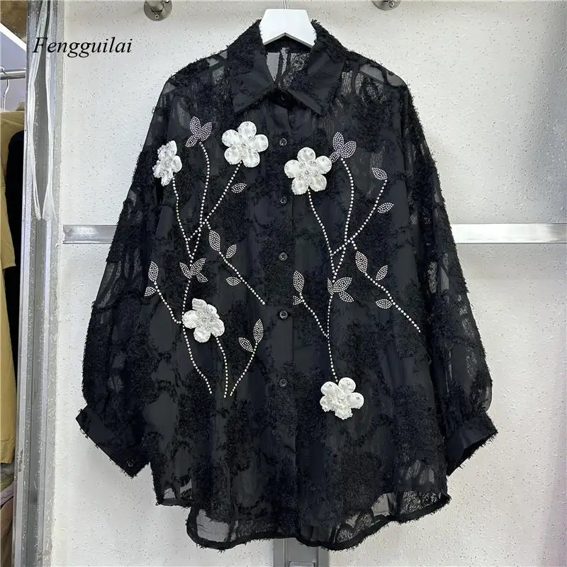 Свободная рубашка средней длины с V-образным вырезом, на одной пуговице, с длинными рукавами, универсальная, с объемным цветочным узором
Свободная рубашка средней длины с V-образным вырезом, на одной пуговице, с длинными рукавами, универсальная, с объемным цветочным узором