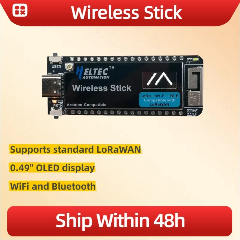 Плата разработки Heltec Местластичный ESP32-S3 V3 Беспроводной модуль Stick с чипом SX1262 Blue-tooth Wi-Fi для Arduino LoRaWAN
Плата разработки Heltec Местластичный ESP32-S3 V3 Беспроводной модуль Stick с чипом SX1262 Blue-tooth Wi-Fi для Arduino LoRaWAN