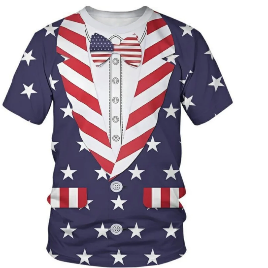 Flag Pattern 3D Printed Polyester Fabric Breathable Quick-drying Protective Clothing Fake Two Stylish Casual Short-sleeved Tops
Flag Pattern 3D Printed Polyester Fabric Breathable Quick-drying Protective Clothing Fake Two Stylish Casual Short-sleeved Tops