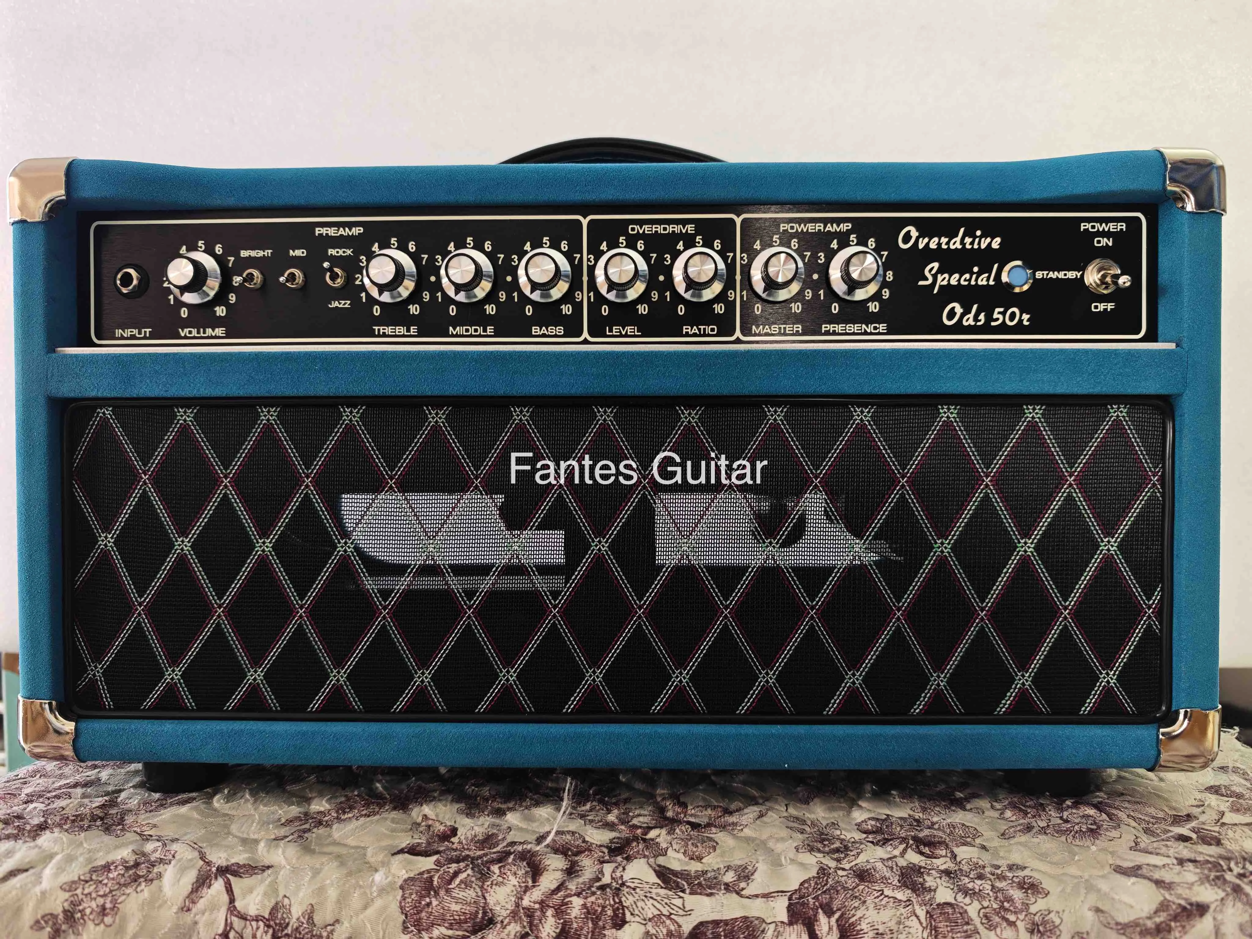 Custom Handwired Overdrive Special Reverb Valve Guitar Amplifier Head ODS50R by Grand, JJ Tubes, Suede Blue, Grand Amp Series Du
Custom Handwired Overdrive Special Reverb Valve Guitar Amplifier Head ODS50R by Grand, JJ Tubes, Suede Blue, Grand Amp Series Du