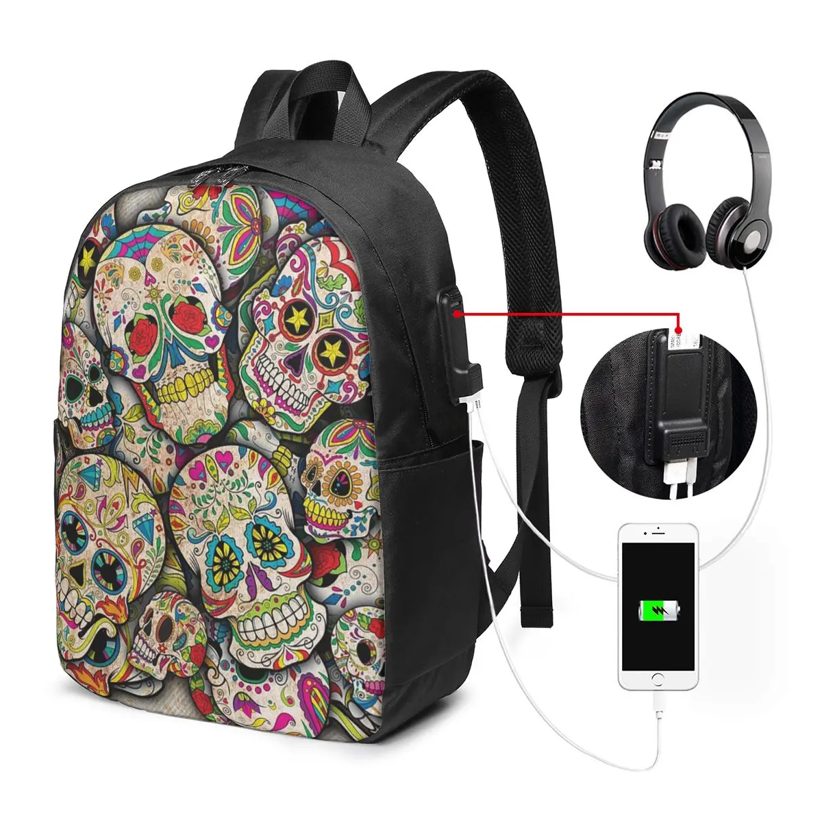 Sugar Skull Collage Backpack Travel Notebook Bag Computer College Student School Bag Laptop Shoulder Bags for Men Women
Sugar Skull Collage Backpack Travel Notebook Bag Computer College Student School Bag Laptop Shoulder Bags for Men Women