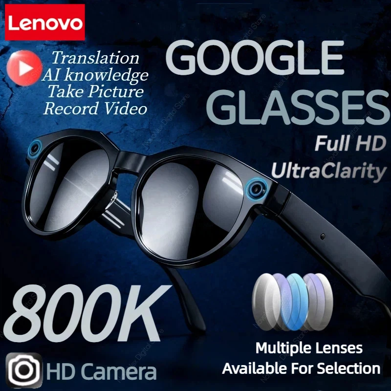 Lenovo 8KHD AI Smart Glasses Men Chat GPT 800MP Camera Bluetooth Call AI Translation Voice Assistant Control Sunglasses Women
Lenovo 8KHD AI Smart Glasses Men Chat GPT 800MP Camera Bluetooth Call AI Translation Voice Assistant Control Sunglasses Women