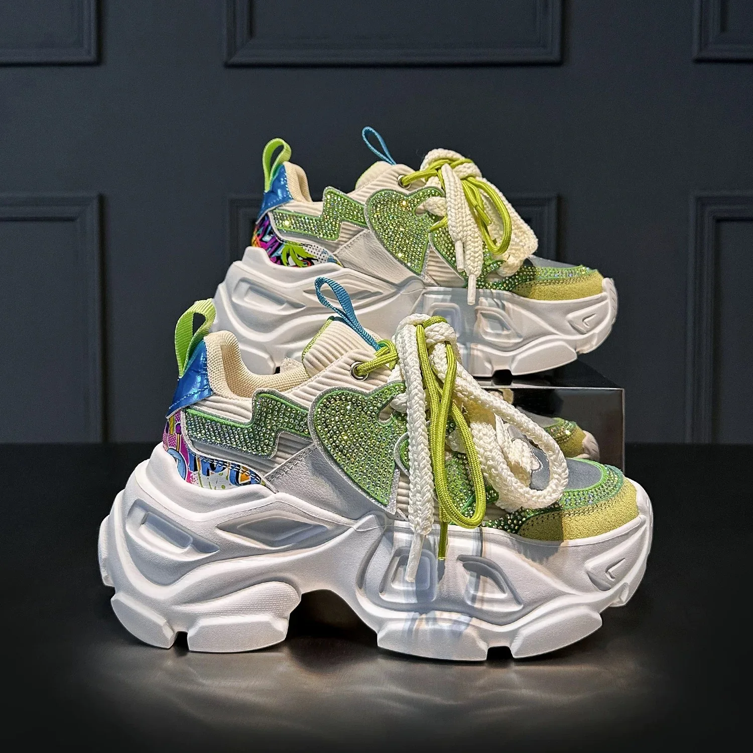 Stylish Chunky Sneakers For Women Green Fashion Eye-Catching Unique Forward Design Thick Sole Casual Height Increase Trendy 2025
Stylish Chunky Sneakers For Women Green Fashion Eye-Catching Unique Forward Design Thick Sole Casual Height Increase Trendy 2025
