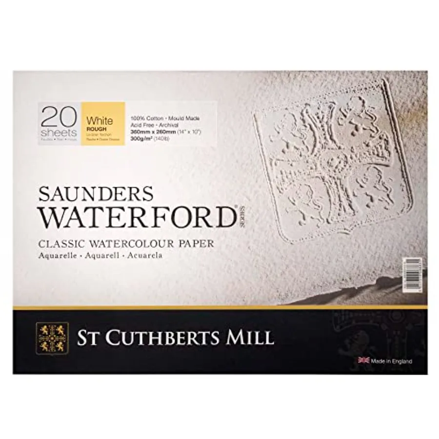 St. Cuthberts Mill Saunders Watercolor Paper Block - 14x10-inch White 100% Cotton - 20 Sheets of 140lb Rough for Gouache Ink Ac
St. Cuthberts Mill Saunders Watercolor Paper Block - 14x10-inch White 100% Cotton - 20 Sheets of 140lb Rough for Gouache Ink Ac