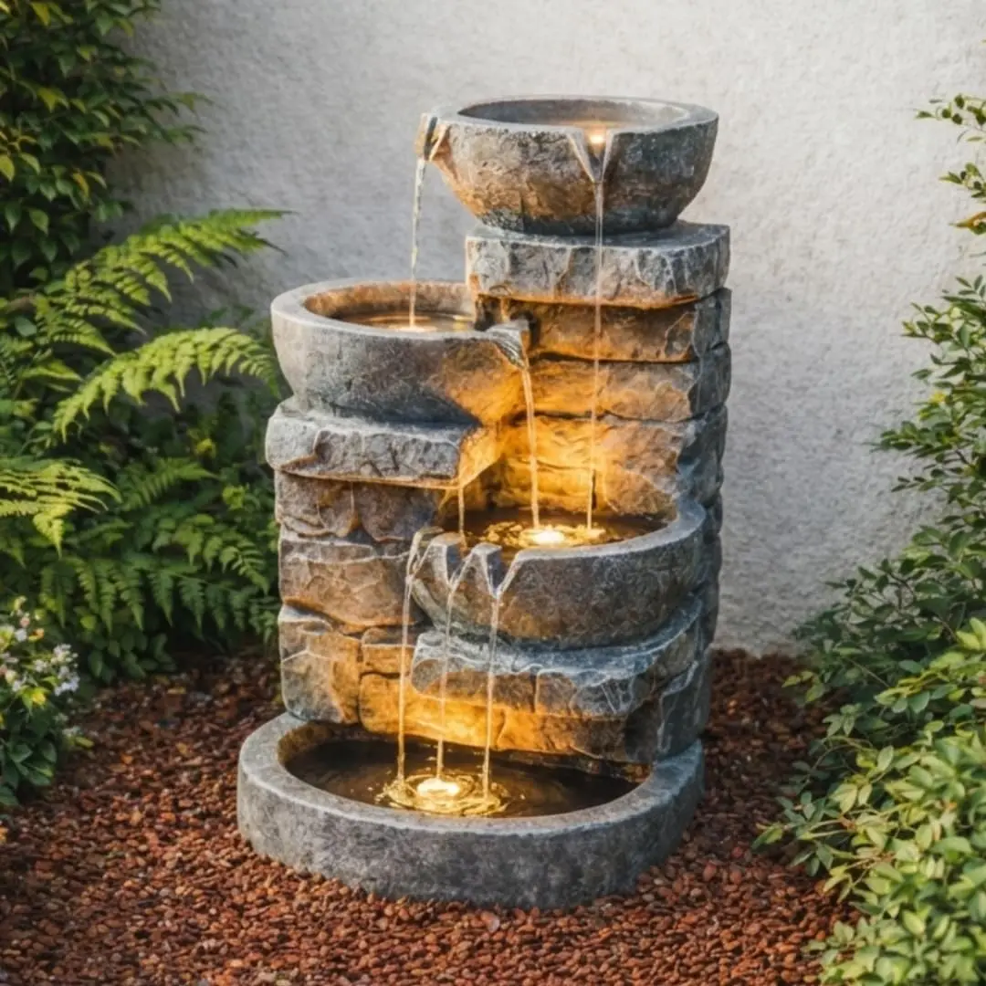 33" Outdoor Water Fountain with LED Lights, 3-Tier Cascading Bowls, Weather-Resistant Resin Garden Water Feature for Patio, Lawn
33" Outdoor Water Fountain with LED Lights, 3-Tier Cascading Bowls, Weather-Resistant Resin Garden Water Feature for Patio, Lawn