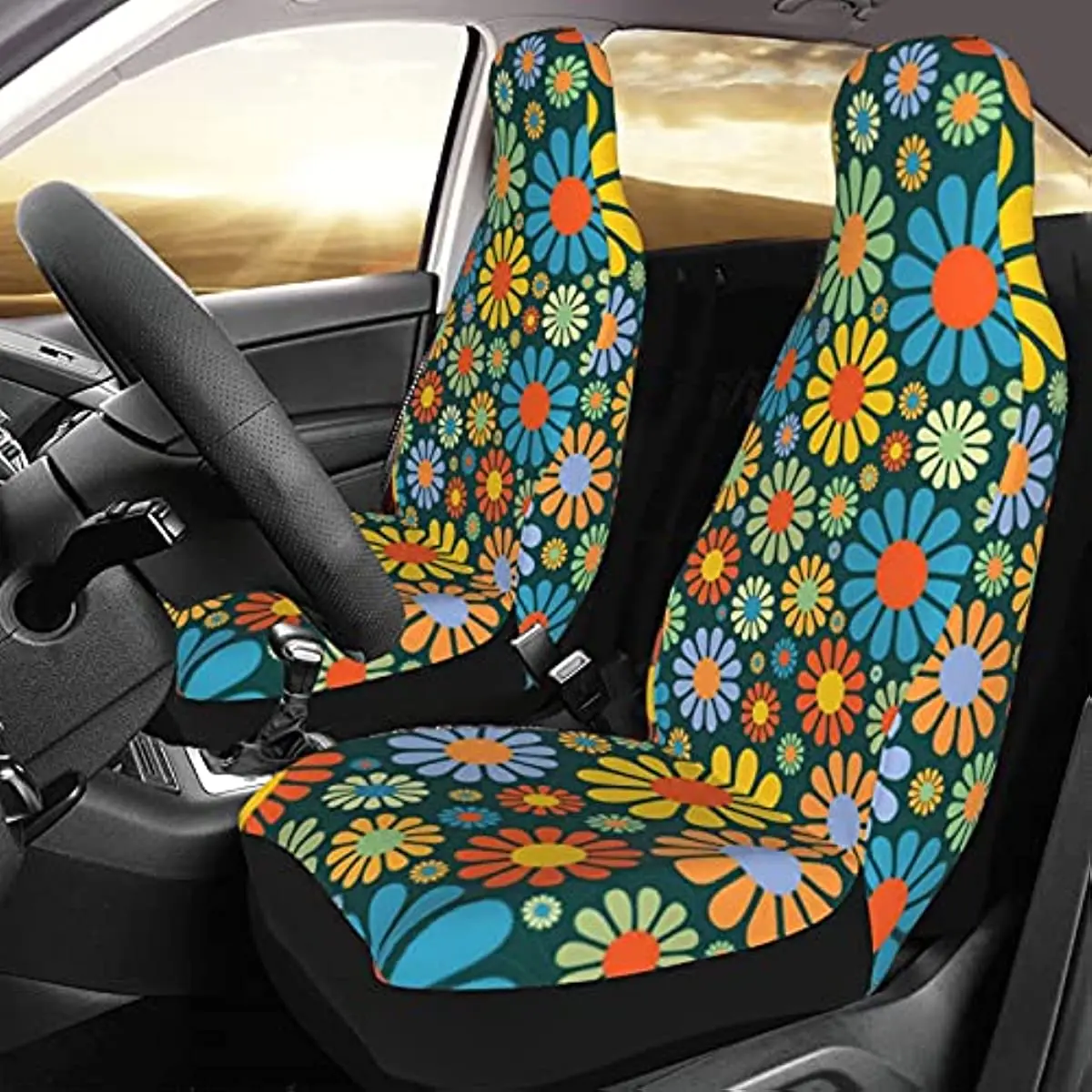 Koliocaa Hippie Flower Car Seat Covers, Full Set Front Bucket Seat Covers Protector Cute Car Accessories for Women 2 Pcs
Koliocaa Hippie Flower Car Seat Covers, Full Set Front Bucket Seat Covers Protector Cute Car Accessories for Women 2 Pcs