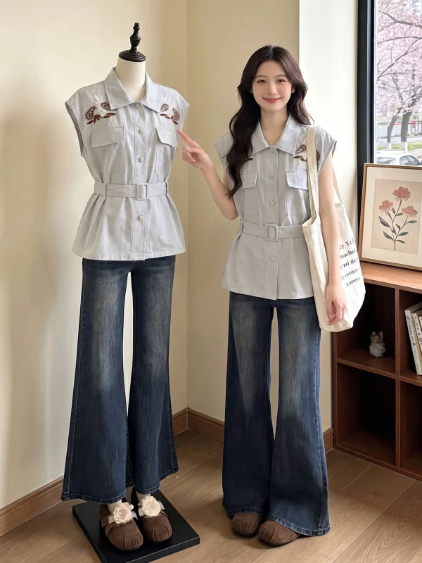 Elegant Embroidered Light Blue Short Sleeve Women's Shirt Slim Fit Summer New Style plus Size Korean Version Commute Style
Elegant Embroidered Light Blue Short Sleeve Women's Shirt Slim Fit Summer New Style plus Size Korean Version Commute Style