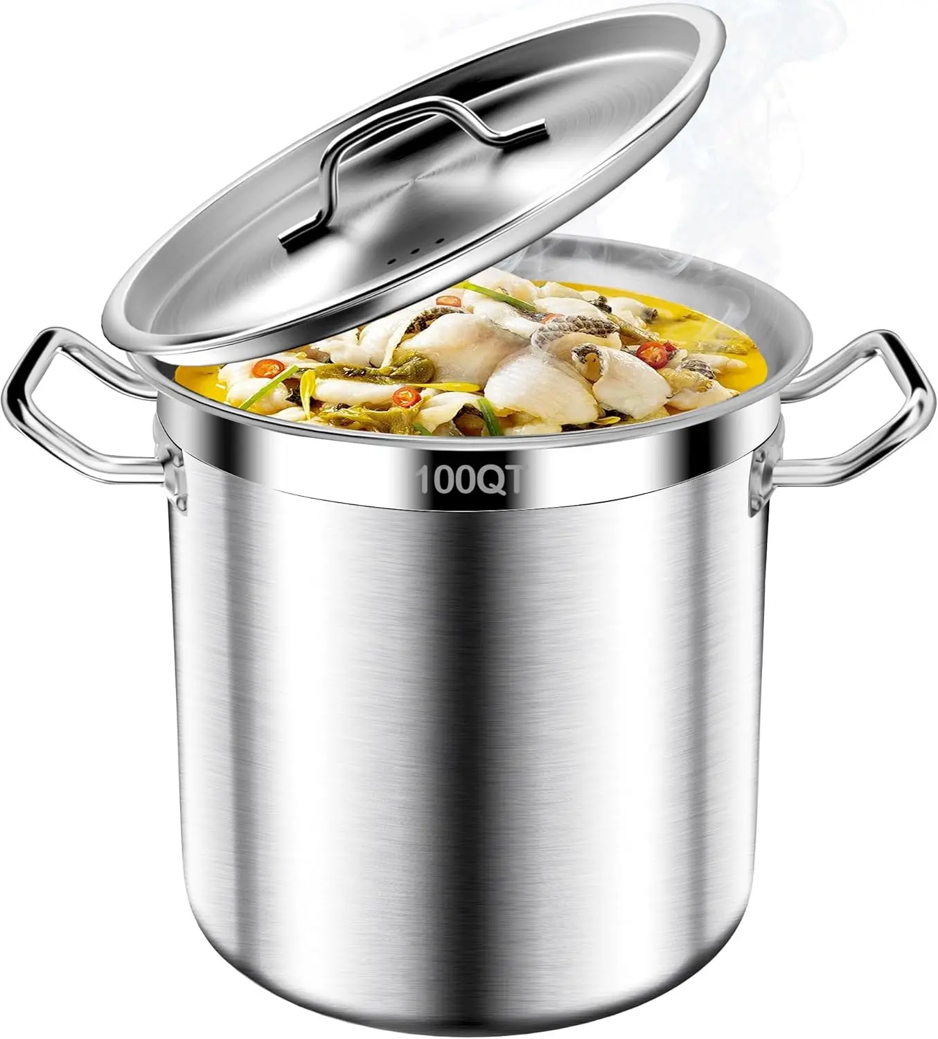 Stainless Steel Stock Pot,100 QT Large Stock Pot with Lid, Heavy Duty Tri-Ply Bottom Commercial Grade Stock Pots for Boiling Coo
Stainless Steel Stock Pot,100 QT Large Stock Pot with Lid, Heavy Duty Tri-Ply Bottom Commercial Grade Stock Pots for Boiling Coo