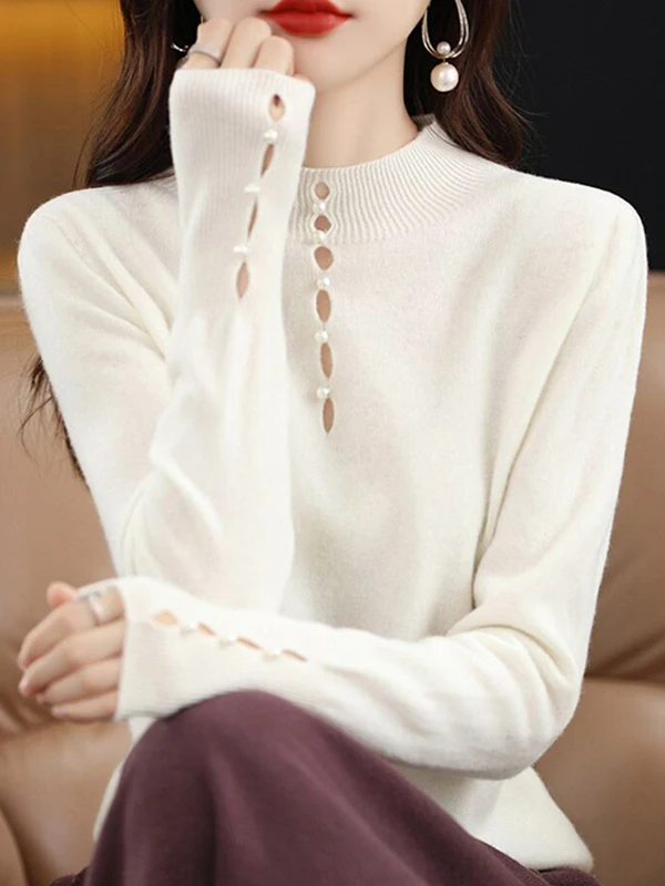 Fashionable High-End Women's Long Sleeve Knitwear Semi-High Collar Color Design Comfortable Commute Style Korean Loose Fit
Fashionable High-End Women's Long Sleeve Knitwear Semi-High Collar Color Design Comfortable Commute Style Korean Loose Fit