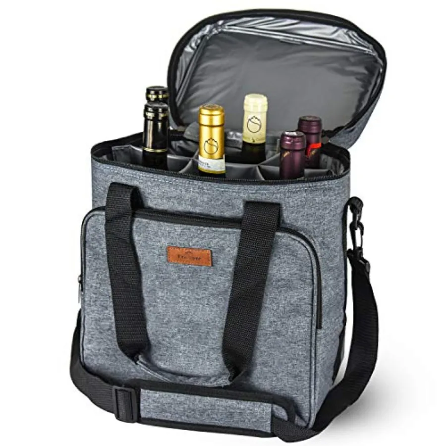 ® Insulated Wine Carrier 6 Bottle Bag Tote Removable Padded Divider Cooler - Portable Travel Carrying Canvas Case Adjustable Sh
® Insulated Wine Carrier 6 Bottle Bag Tote Removable Padded Divider Cooler - Portable Travel Carrying Canvas Case Adjustable Sh