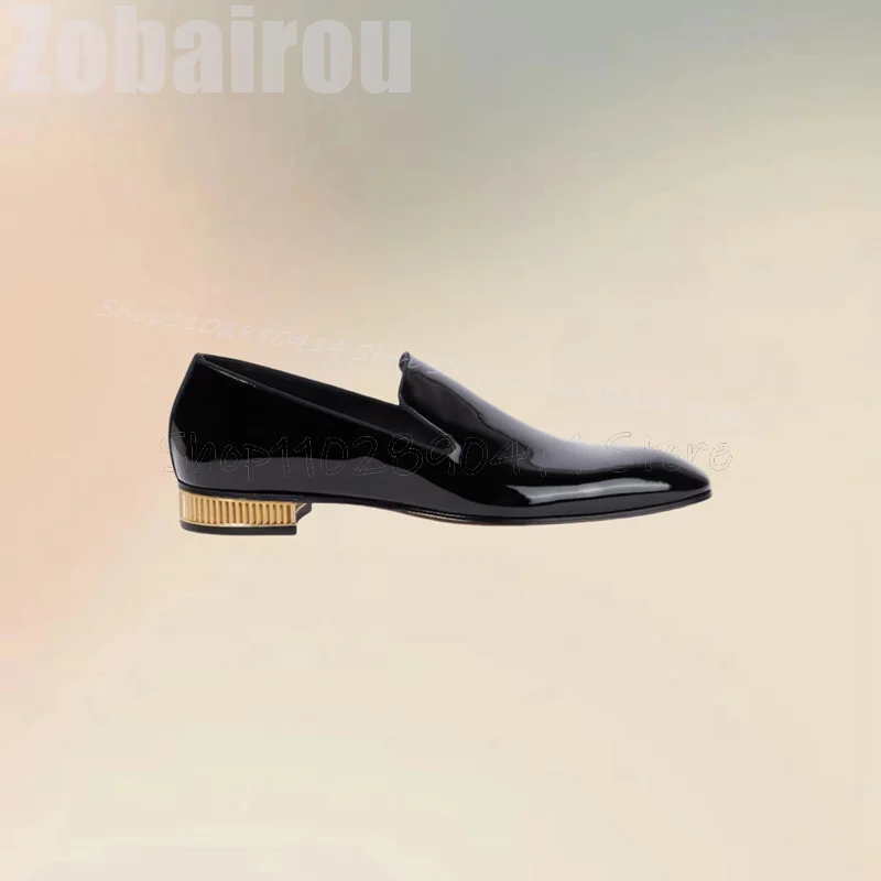 Metal Heel Black Patent Leather Square Toe Loafers Fashion Slip On Men Shoes Luxury Handmade Party Feast Wedding Men Dress Shoes
Metal Heel Black Patent Leather Square Toe Loafers Fashion Slip On Men Shoes Luxury Handmade Party Feast Wedding Men Dress Shoes