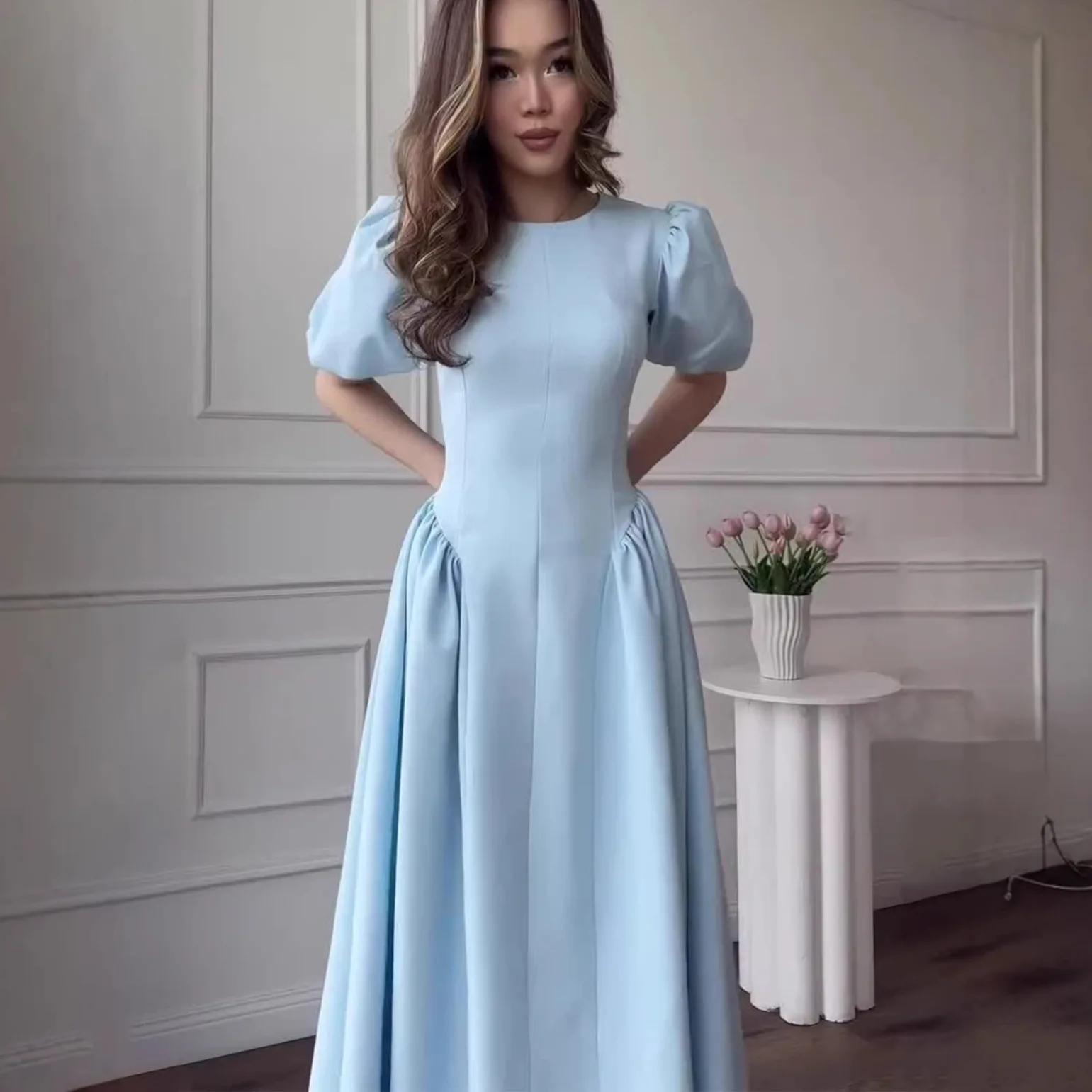 Soft Short Sleeve Long Dress Elegant Vintage Summer Dresses Women Spring Casual Floral Maxi Dresses
Soft Short Sleeve Long Dress Elegant Vintage Summer Dresses Women Spring Casual Floral Maxi Dresses