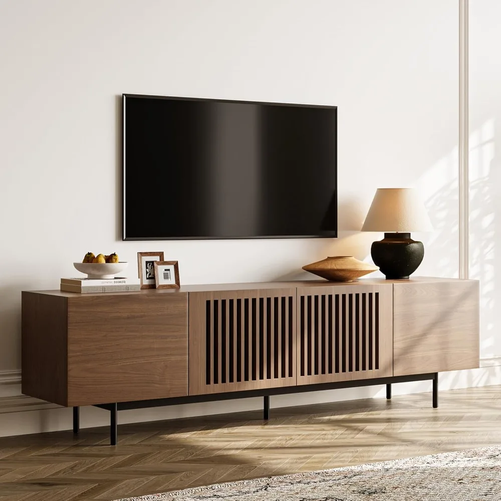 Full Assembled Mid-Century Modern TV Stand with Slatted Doors, Wood Media Console for 75 Inch TV, TV Console with Tall-cast
Full Assembled Mid-Century Modern TV Stand with Slatted Doors, Wood Media Console for 75 Inch TV, TV Console with Tall-cast