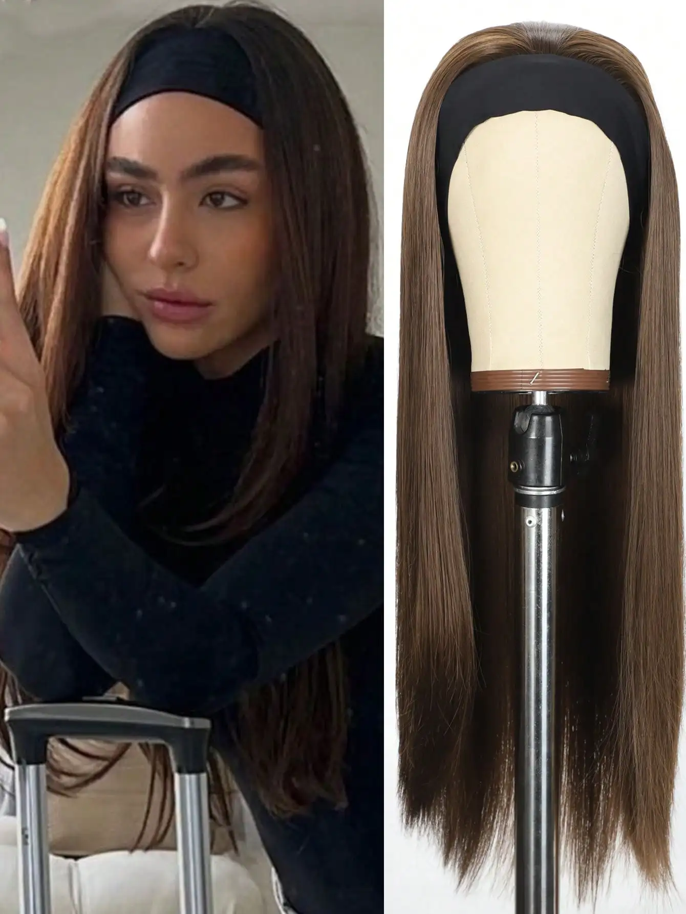 26-Inch Brown Long Straight Headband Wigs For Women ,Beautiful, Sexy, ,Soft Heat Resistant Wigs Synthetic Fiber Headband Wig For Daily,Party Use,Suitable For Parties, Halloween Parties, Daily Travel, And Commuting.(Black, Brown Highlights, Brown)
26-Inch Brown Long Straight Headband Wigs For Women ,Beautiful, Sexy, ,Soft Heat Resistant Wigs Synthetic Fiber Headband Wig For Daily,Party Use,Suitable For Parties, Halloween Parties, Daily Travel, And Commuting.(Black, Brown Highlights, Brown)