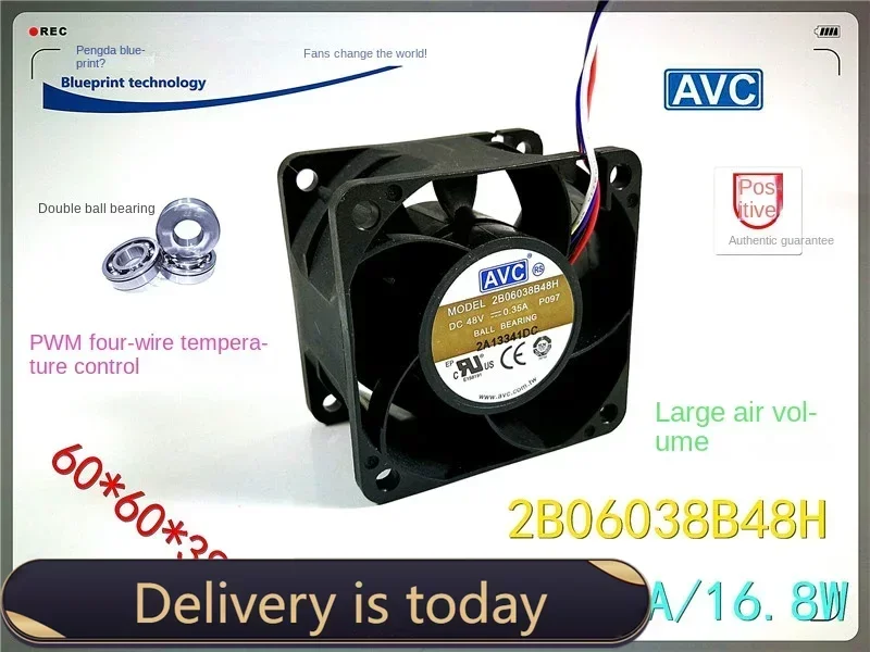 60*60*38MM Original 2b06038b48H 6038 Strong Wind 48V Double Ball 6cm Variable Frequency Temperature Control PWM Cooling Fan
60*60*38MM Original 2b06038b48H 6038 Strong Wind 48V Double Ball 6cm Variable Frequency Temperature Control PWM Cooling Fan