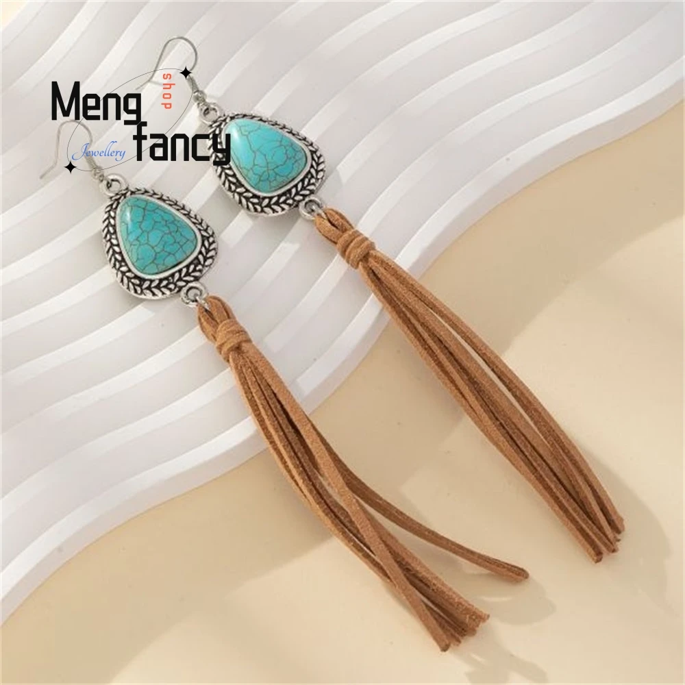 Retro Shaped Turquoise Tassel Coffee-Colored Earrings Pendant Velvet Earrings Fashion Jewelry Handicraft Best Selling Exquisite
Retro Shaped Turquoise Tassel Coffee-Colored Earrings Pendant Velvet Earrings Fashion Jewelry Handicraft Best Selling Exquisite