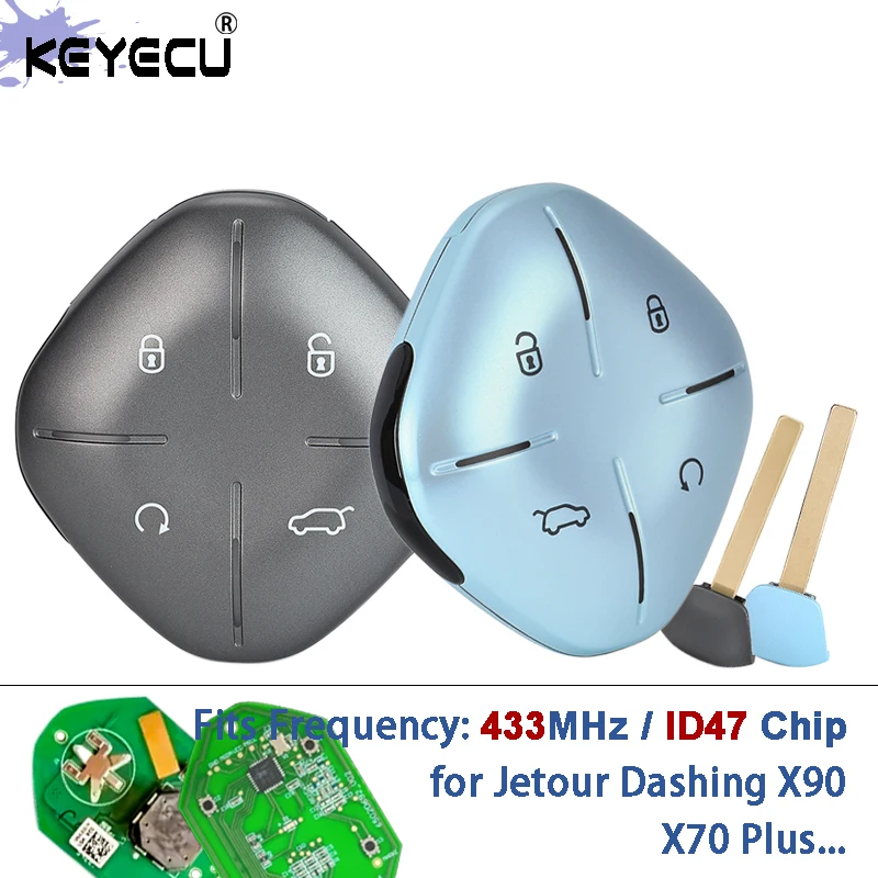 KEYECU for Jetour Dashing X90 X70 Plus FSK 433MHz ID47 NCF29AxX Chip Original OEM PCB Parts Smart Remote Key Fob 4 Button
KEYECU for Jetour Dashing X90 X70 Plus FSK 433MHz ID47 NCF29AxX Chip Original OEM PCB Parts Smart Remote Key Fob 4 Button
