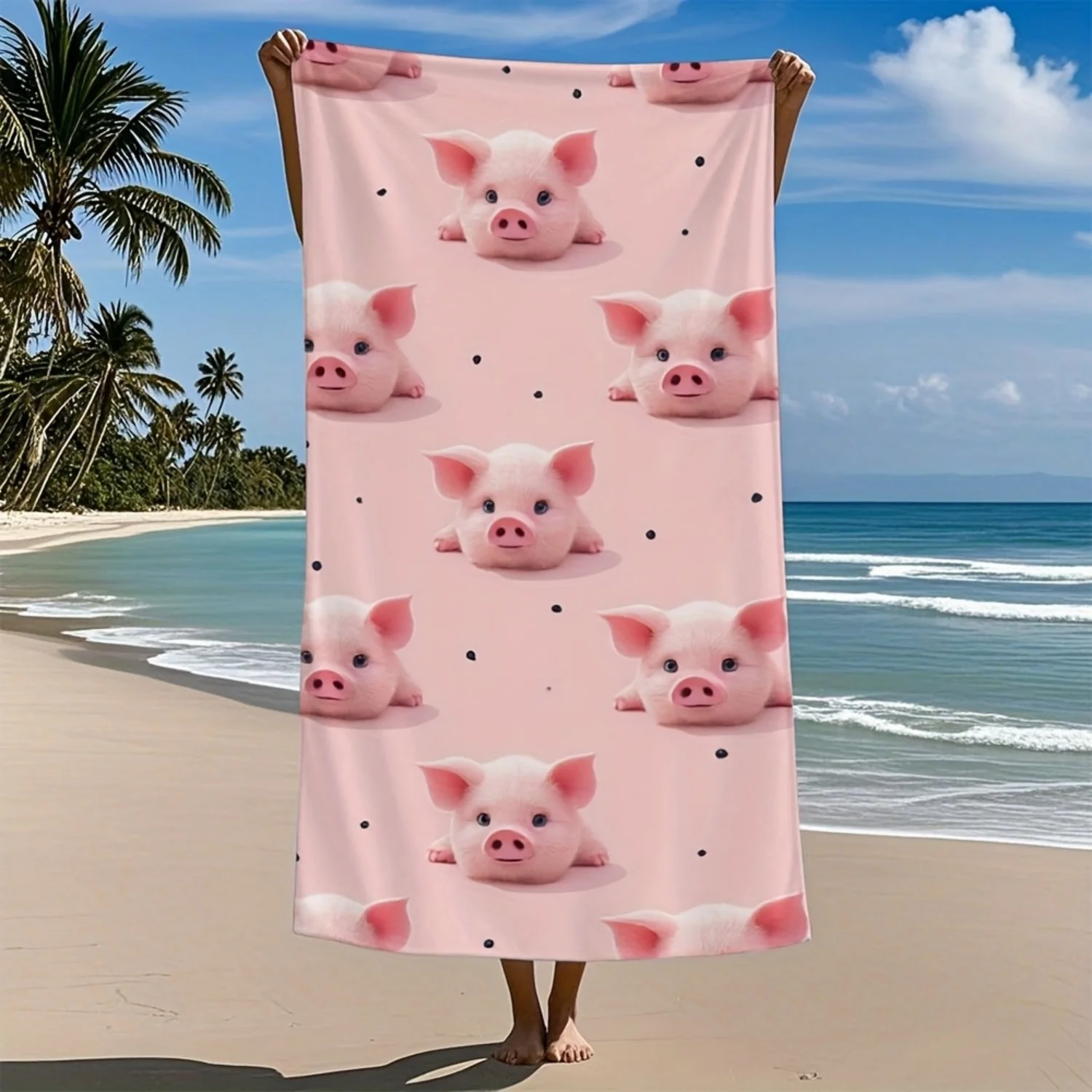 1pc Adorable Pink Pig Beach Towel,Quick-Dry,Sand-Resistant Polyester Blend,Travel Accessories
1pc Adorable Pink Pig Beach Towel,Quick-Dry,Sand-Resistant Polyester Blend,Travel Accessories