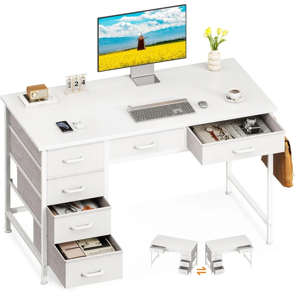 Computer Desk with 6 Drawers, 40 Inch Small Desk with Storage, Reversible Desk with Headphone Hook for Home Office, Work Study
Computer Desk with 6 Drawers, 40 Inch Small Desk with Storage, Reversible Desk with Headphone Hook for Home Office, Work Study