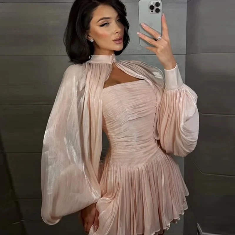 2026 Glamorous Pink Prom Dresses Short A Line Crinkled Satin Strapless Robes De Soirée Detachable Sleeves Party Gowns Customized
2026 Glamorous Pink Prom Dresses Short A Line Crinkled Satin Strapless Robes De Soirée Detachable Sleeves Party Gowns Customized