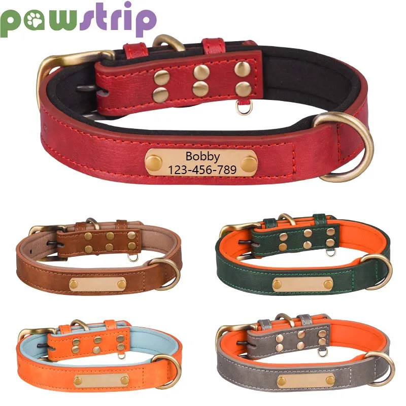 Customized Leather Dog Collar Adjustable Soft Padded Dog ID Tags For Small Medium Large Dogs Personalized Engraved Pet Collar
Customized Leather Dog Collar Adjustable Soft Padded Dog ID Tags For Small Medium Large Dogs Personalized Engraved Pet Collar