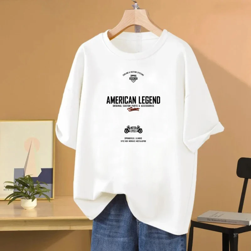 Женская футболка Свободный хлопковый топ с короткими рукавами, «Люниан» и абстрактным дизайном с принтом. Подходит для весны и лета.
Женская футболка Свободный хлопковый топ с короткими рукавами, «Люниан» и абстрактным дизайном с принтом. Подходит для весны и лета.