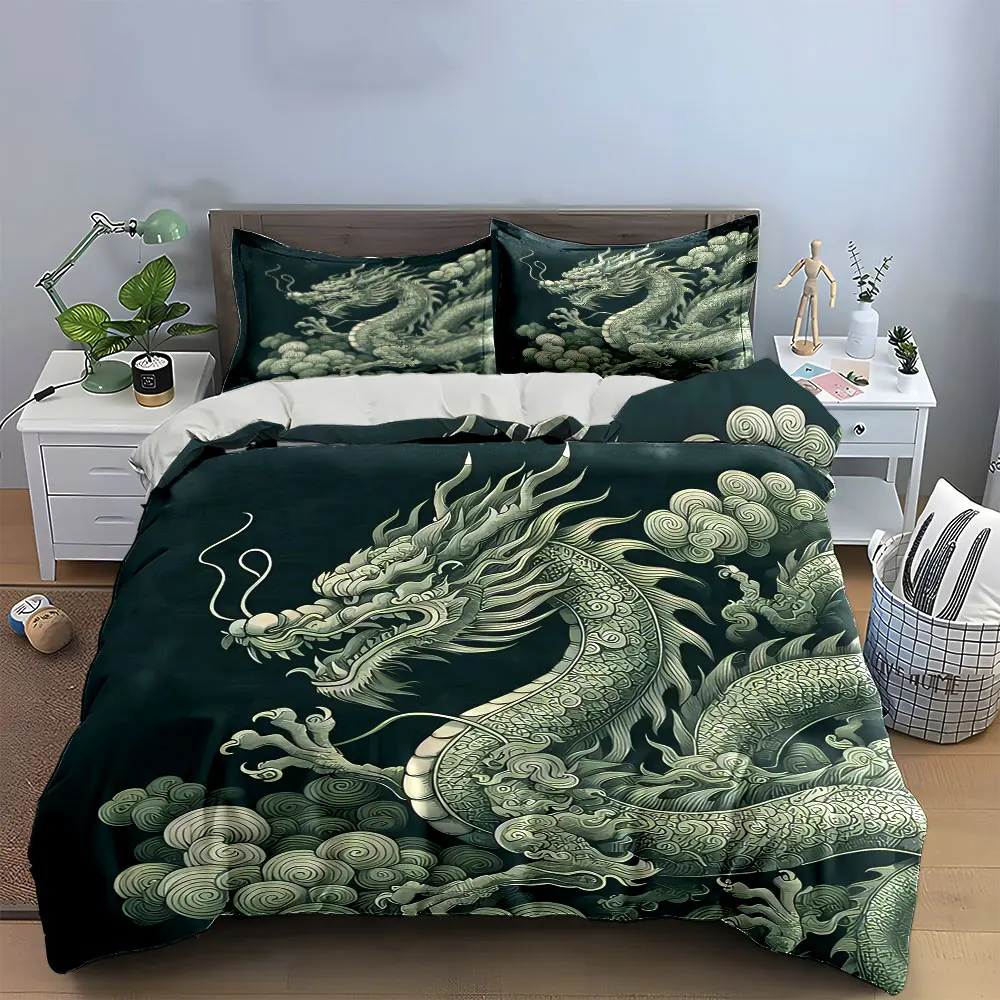 Chinese Dragon Art Decoration Set Bedding Set with 1 Duvet Cover 2 Pillowcases Single Double King Queen, Gift
Chinese Dragon Art Decoration Set Bedding Set with 1 Duvet Cover 2 Pillowcases Single Double King Queen, Gift