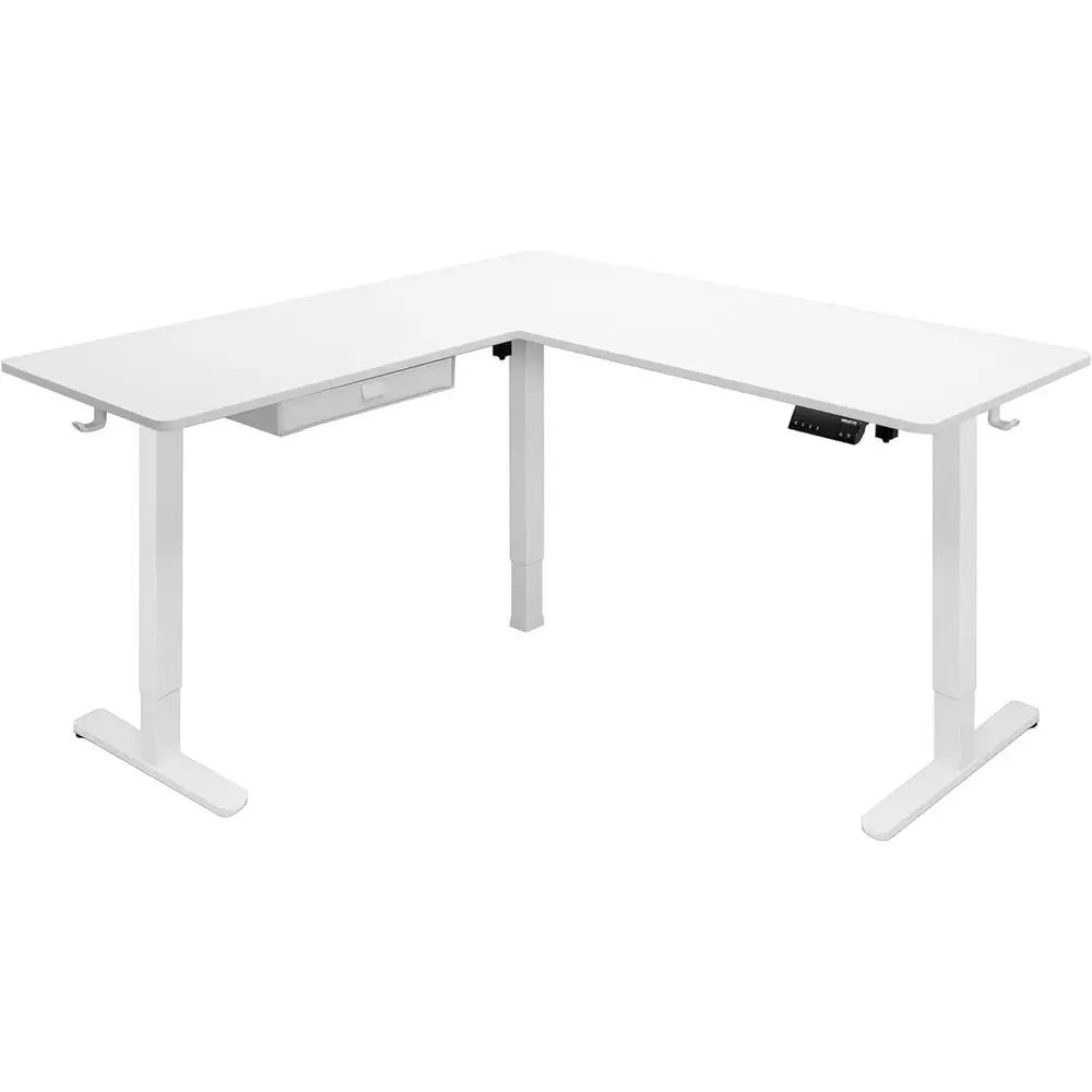 Large Electric L-Shaped Desk, Adjustable Height from 28.3 to 46.5, 3 Memory Settings, Solid Steel, White
Large Electric L-Shaped Desk, Adjustable Height from 28.3 to 46.5, 3 Memory Settings, Solid Steel, White