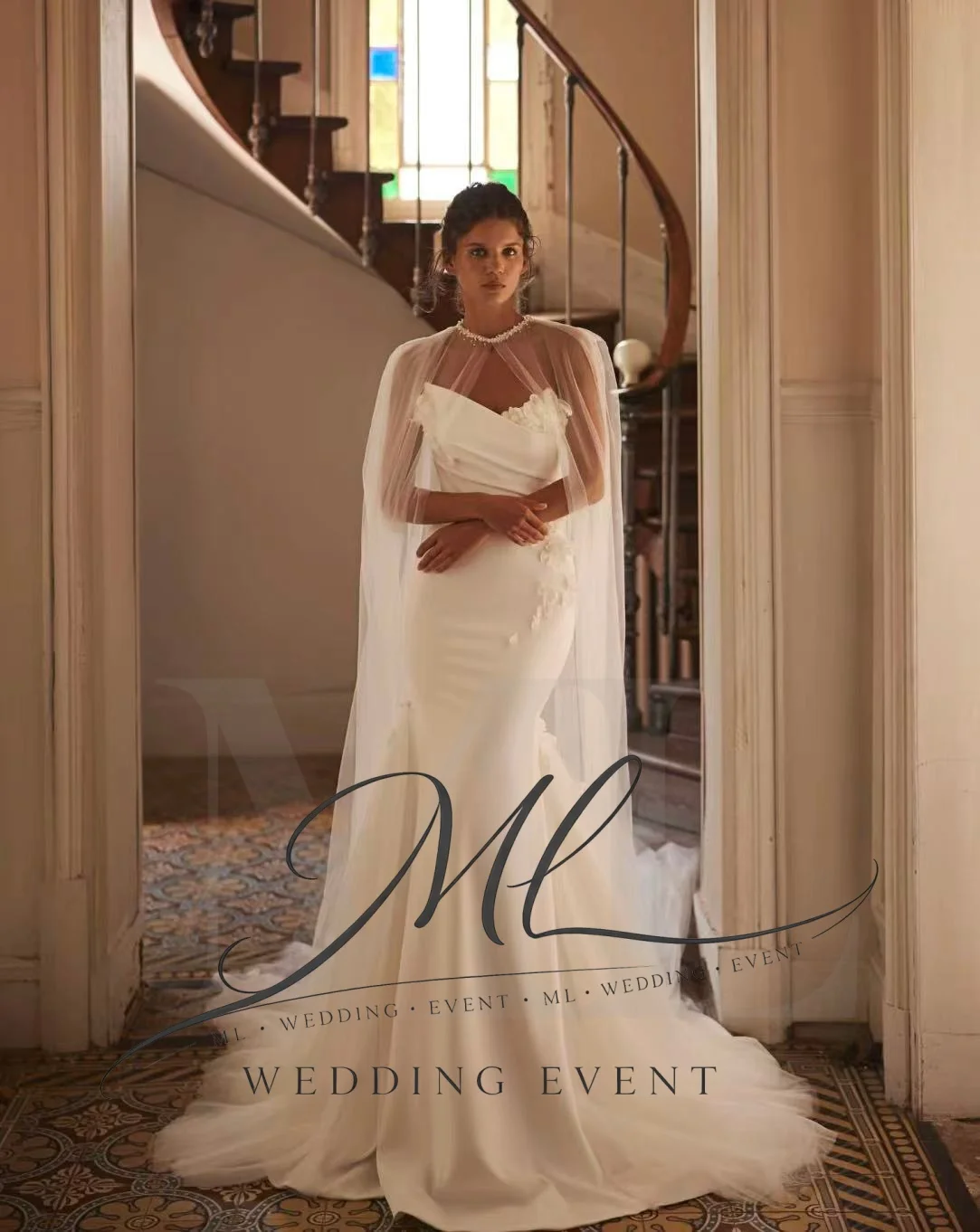 ML Elegant Wedding Dress with Cape Sweetheart Floral Ivory Satin Mermaid Bridal Gown Vestido De Noiva Customized 2026 Newest
ML Elegant Wedding Dress with Cape Sweetheart Floral Ivory Satin Mermaid Bridal Gown Vestido De Noiva Customized 2026 Newest
