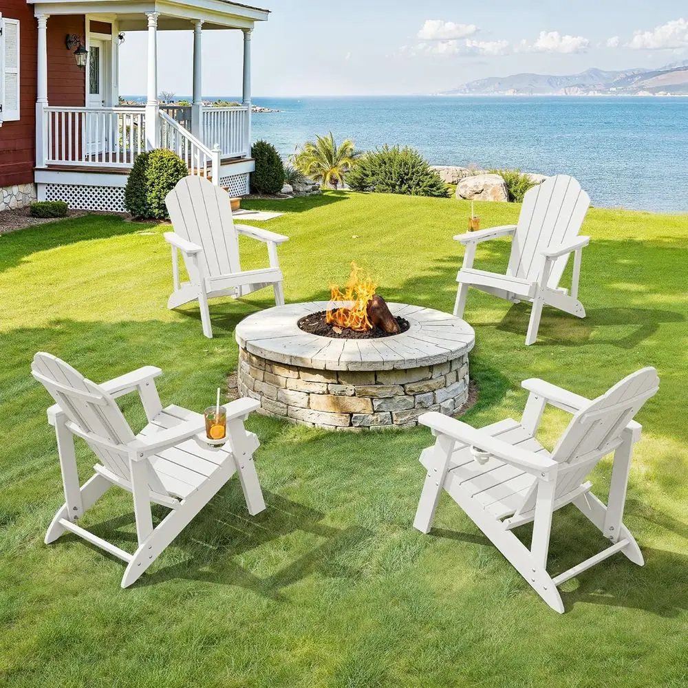 Set of 6 Salt-Spray Resistant Adirondack Chairs with Cup Holders for Outdoor, Poolside, Deck, Backyard, and Beach House - White
Set of 6 Salt-Spray Resistant Adirondack Chairs with Cup Holders for Outdoor, Poolside, Deck, Backyard, and Beach House - White