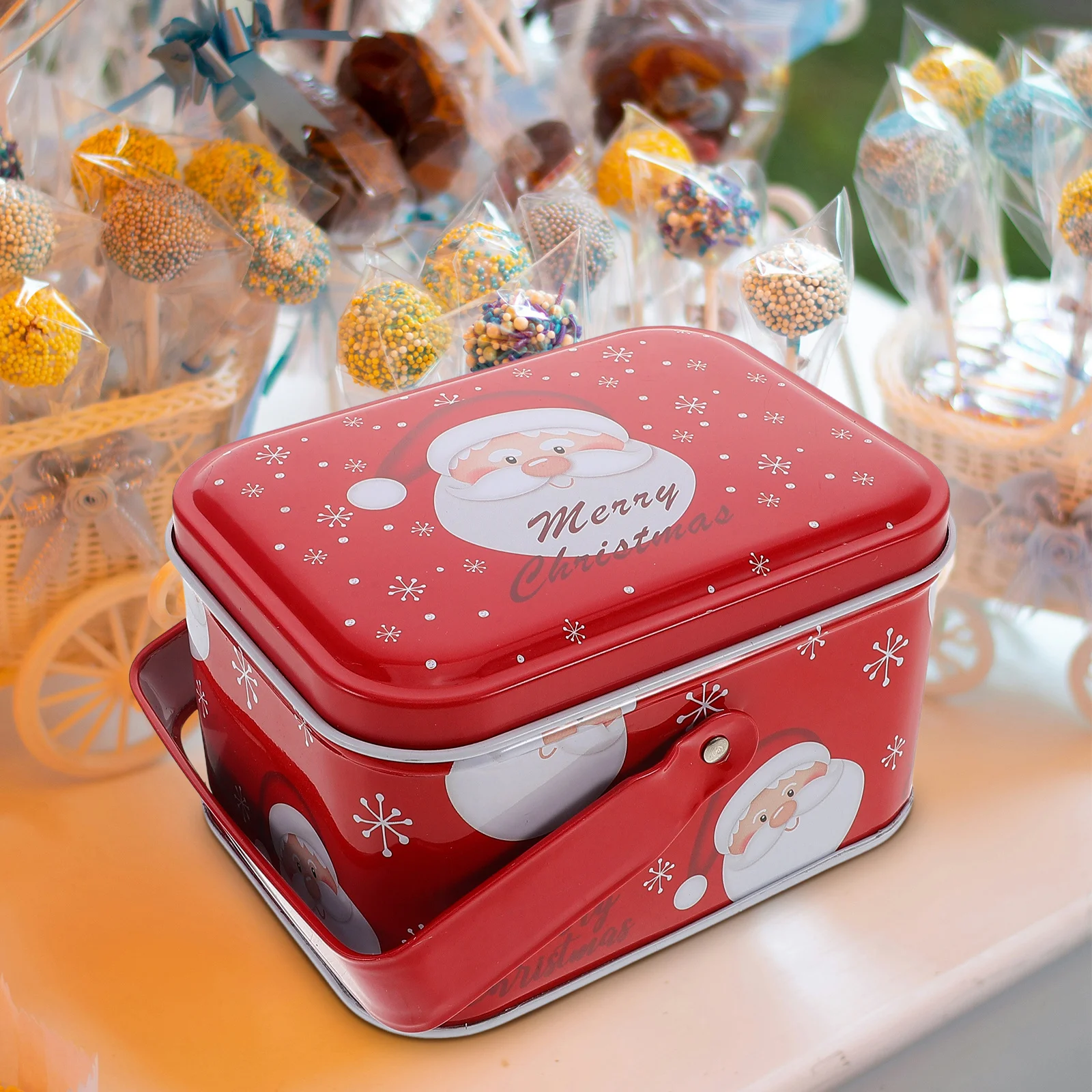 Holiday Christmas Tin Box with Handle Reusable Metal Cookie Tin for Baking Decorative Candy Storage Jar Small Biscuit Container
Holiday Christmas Tin Box with Handle Reusable Metal Cookie Tin for Baking Decorative Candy Storage Jar Small Biscuit Container