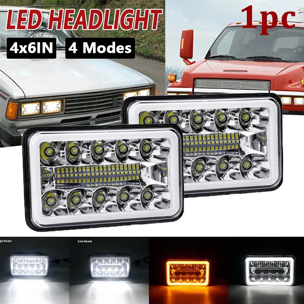 4x6 LED Headlight White Halo DRL Amber H4 Headlamp For Car Jeep Motorcycle Hond Truck Kenworth H4651 H4652 H4656 Car Lights
4x6 LED Headlight White Halo DRL Amber H4 Headlamp For Car Jeep Motorcycle Hond Truck Kenworth H4651 H4652 H4656 Car Lights