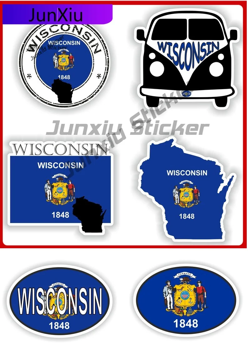 Wisconsin 1848 Flag United States Vinyl Stickers Travel Vacation Decals Exterior Accessories Motorcycle Stickers Decals Camping
Wisconsin 1848 Flag United States Vinyl Stickers Travel Vacation Decals Exterior Accessories Motorcycle Stickers Decals Camping