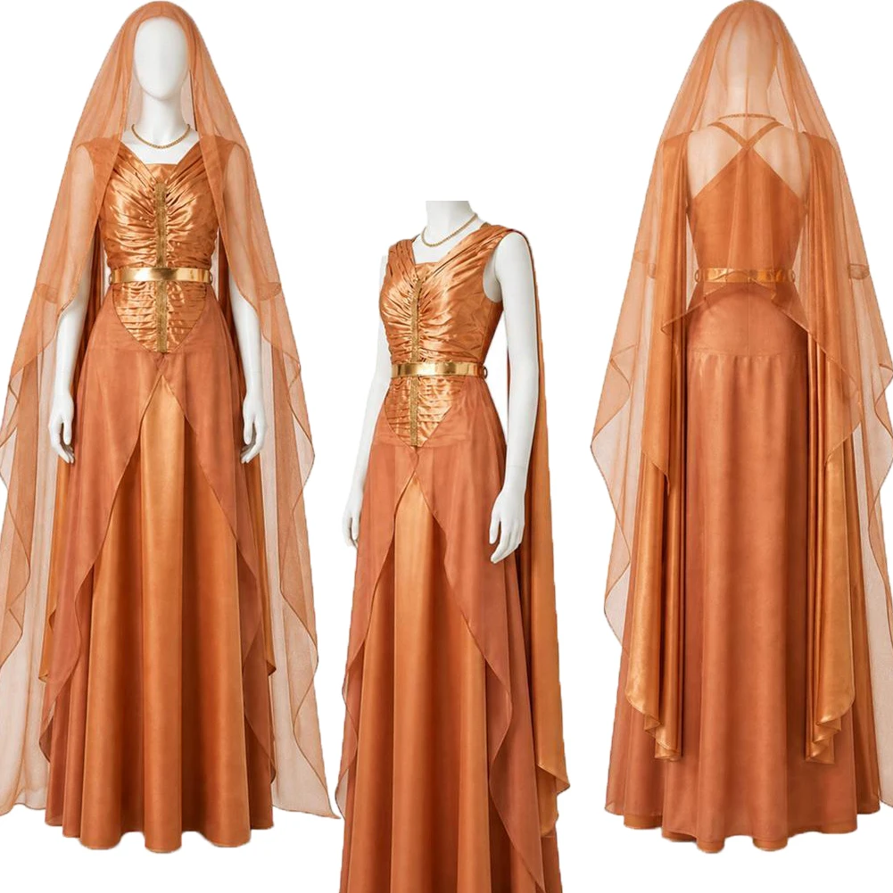 Mon Mothma Cosplay Movie Space Battle Golden Costume Dress Veil Outfits Roleplay Uniform Clothing Female Halloween Carnival
Mon Mothma Cosplay Movie Space Battle Golden Costume Dress Veil Outfits Roleplay Uniform Clothing Female Halloween Carnival