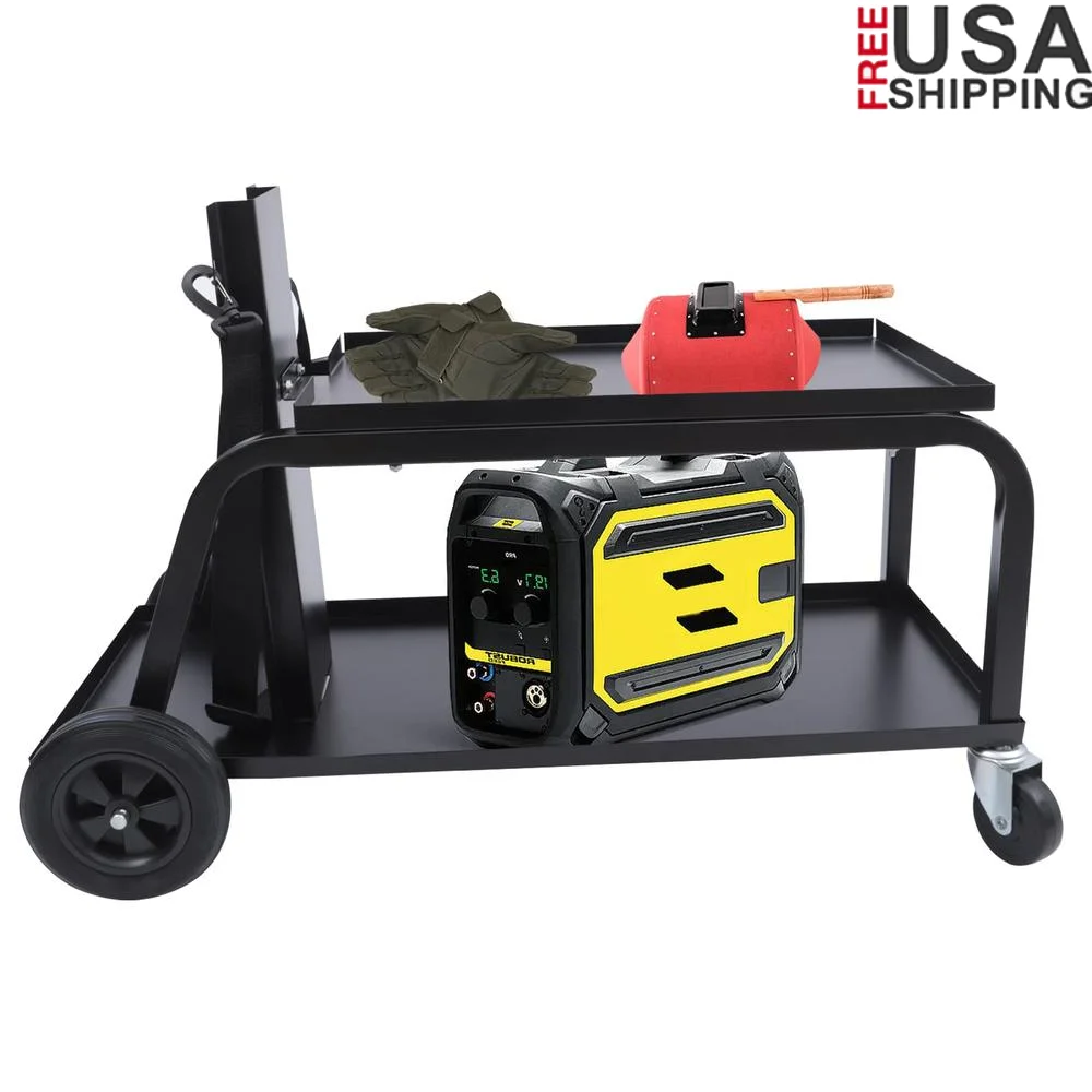 Welding Cart Heavy Duty Capable of 110lbs TIG MIG Plasma Cutter Industrial Organizer Rolling Cart Adjustable Height Two Shelves 
Welding Cart Heavy Duty Capable of 110lbs TIG MIG Plasma Cutter Industrial Organizer Rolling Cart Adjustable Height Two Shelves