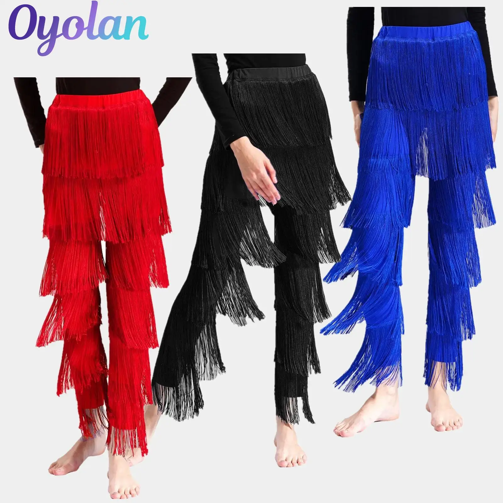 Womens Tassel Latin Rumba Tango Dance Pants Tango Cha-Cha Salsa Performance Costume Elastic Waistband Tiered Fringed Trousers
Womens Tassel Latin Rumba Tango Dance Pants Tango Cha-Cha Salsa Performance Costume Elastic Waistband Tiered Fringed Trousers