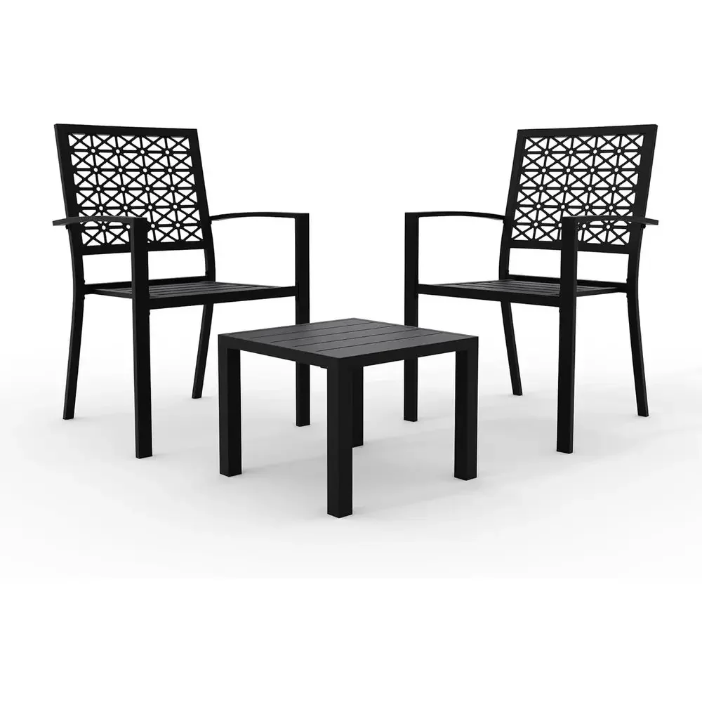 3-Piece Black Patio Bistro Set with Coffee Table for Outdoor Balcony, Backyard, or Porch
3-Piece Black Patio Bistro Set with Coffee Table for Outdoor Balcony, Backyard, or Porch