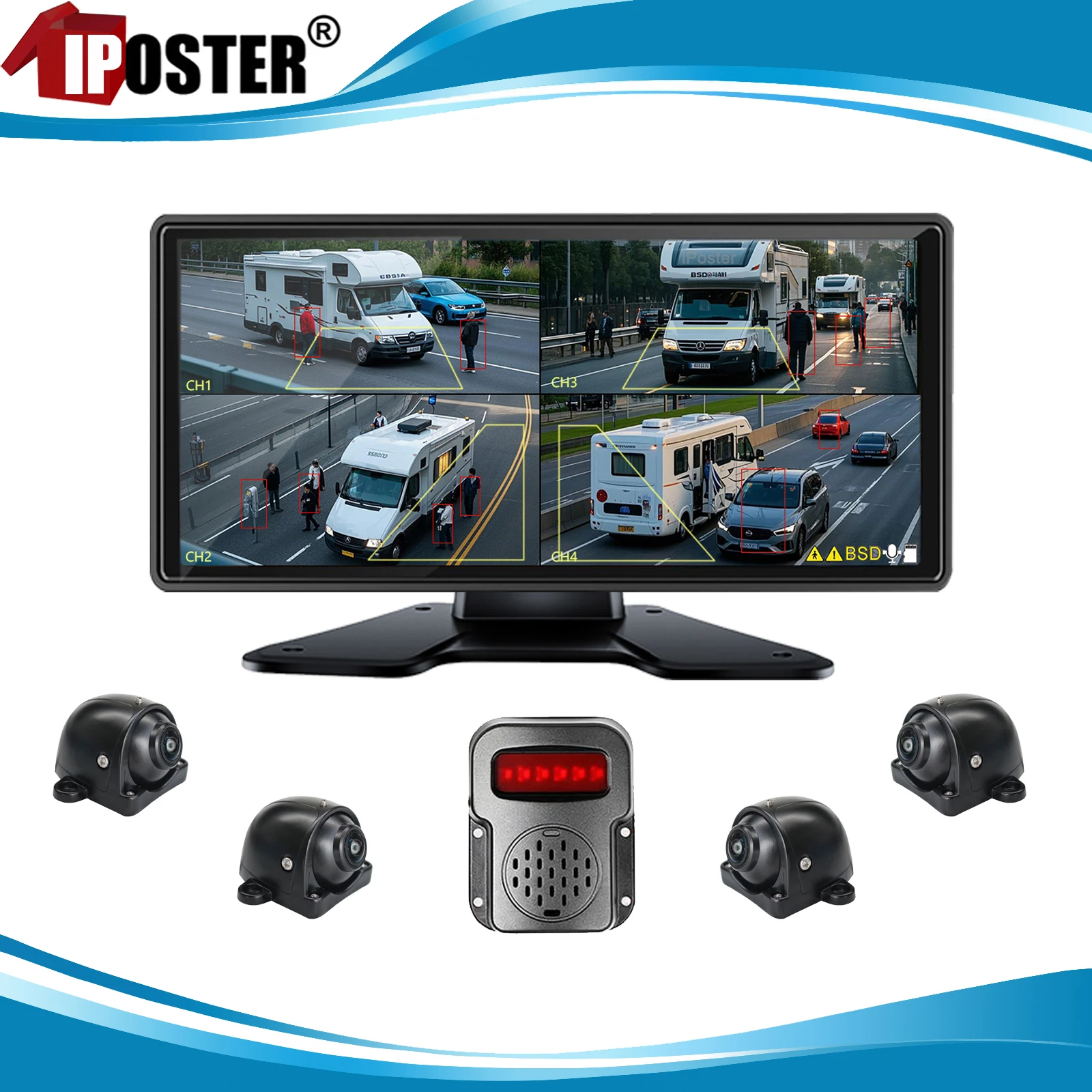 iPoster 10.36" IPS Touch Screen DVR Monitor 4PIN AHD 1080P Front 180° Side View Rear Backup Cameras 12-36v For Caravan Rv Truck
iPoster 10.36" IPS Touch Screen DVR Monitor 4PIN AHD 1080P Front 180° Side View Rear Backup Cameras 12-36v For Caravan Rv Truck