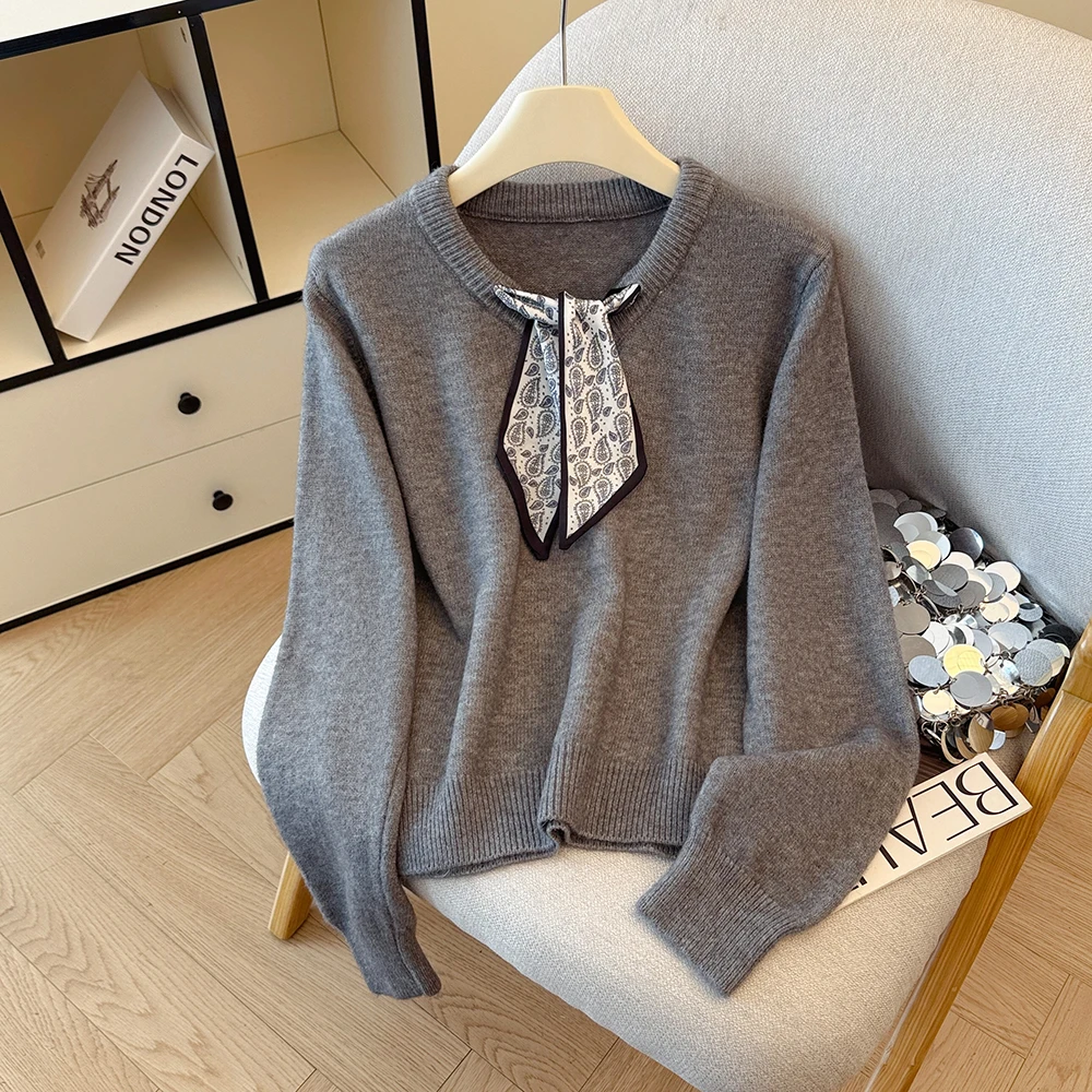 Korean High-End Ne Knitwear with Silk Scarf Long Sve Women's irt Autumn Flip Collar Ele Sle Polyester Fiber
Korean High-End Ne Knitwear with Silk Scarf Long Sve Women's irt Autumn Flip Collar Ele Sle Polyester Fiber