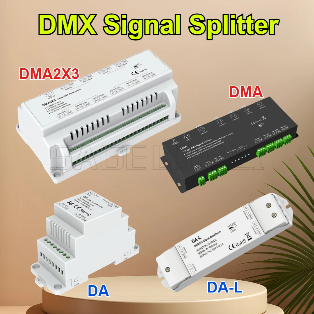 DMX Signal Splitter DMA2X3 6 Ways DA DA-L 2 Channel DC12-36V for LED Strip DMX512 Signal Amplifier Signal Repeater DMA 4 Channel
DMX Signal Splitter DMA2X3 6 Ways DA DA-L 2 Channel DC12-36V for LED Strip DMX512 Signal Amplifier Signal Repeater DMA 4 Channel