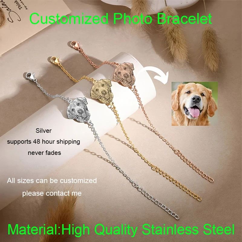 Personalized Custom Photo Bracelet Stainless Steel Truly Portrait Carving Suitable For Pets Couples Family Valentine's Day Gift
Personalized Custom Photo Bracelet Stainless Steel Truly Portrait Carving Suitable For Pets Couples Family Valentine's Day Gift
