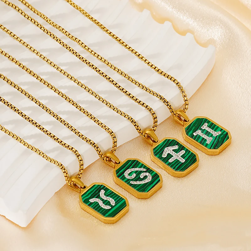 5Pcs Fashion Jewelry Stainless Steel 18k Gold Plated Malachite Set with Diamond the Zodiac Pendant Necklace for Women
5Pcs Fashion Jewelry Stainless Steel 18k Gold Plated Malachite Set with Diamond the Zodiac Pendant Necklace for Women