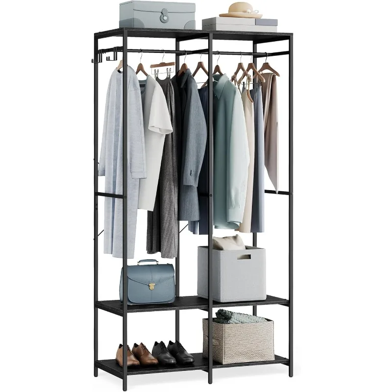 Clothes Rack, Iron and Wood Wardrobe Closet Organizer, Heavy Duty Garment Rack with Hanging Rods, Closet Shelves
Clothes Rack, Iron and Wood Wardrobe Closet Organizer, Heavy Duty Garment Rack with Hanging Rods, Closet Shelves