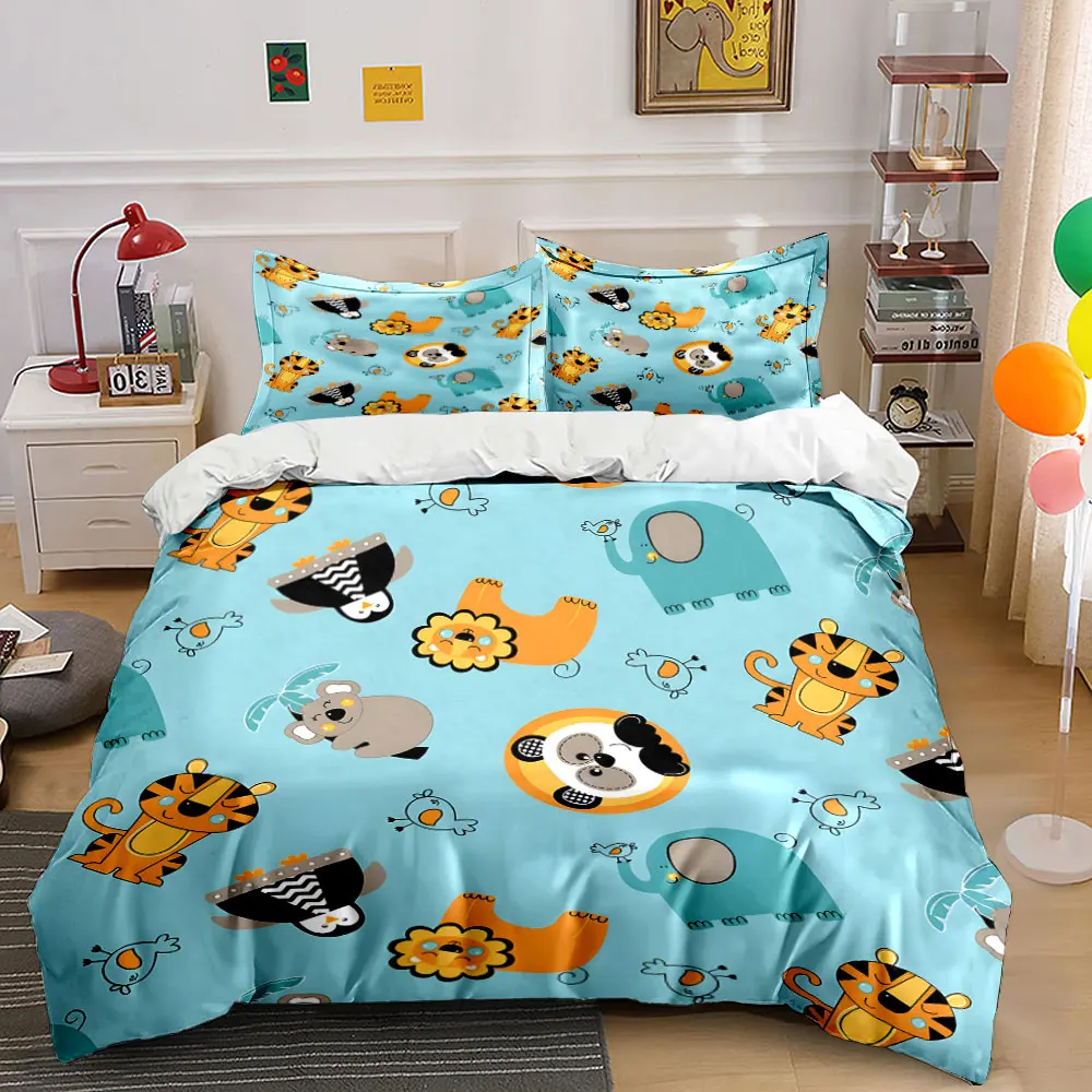 Cartoon Animal Theme Tiger Pattern Duvet Cover Set Digital Print Colorful Polyester Bedding with Zipper Closur for kids gifts
Cartoon Animal Theme Tiger Pattern Duvet Cover Set Digital Print Colorful Polyester Bedding with Zipper Closur for kids gifts