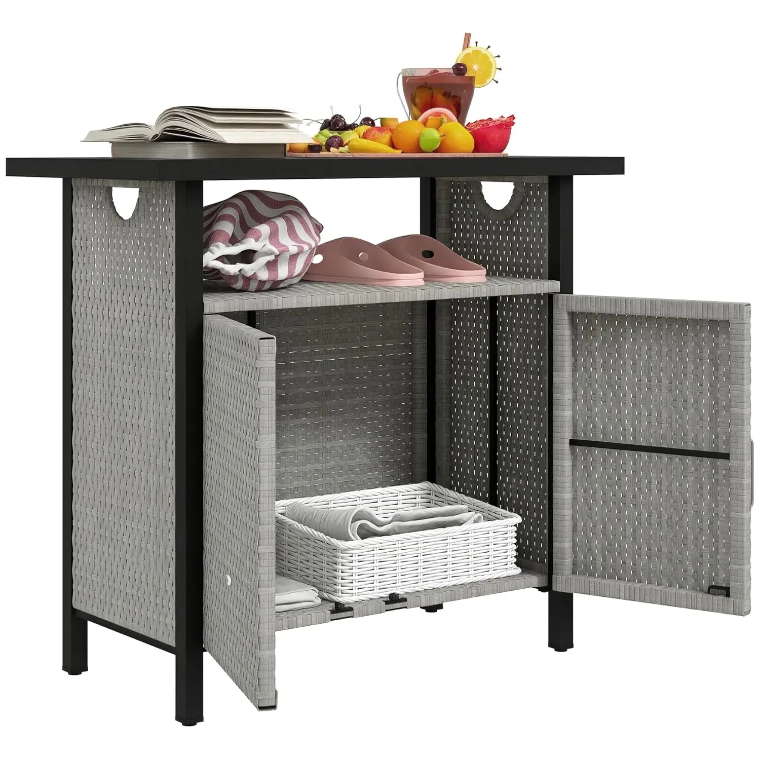 Outdoor Pool Towel Storage Cabinet Organizer, Outdoor Bar Table with Shelf and Cabinet, Pool Towel Holder Pool Valet with Weathe
Outdoor Pool Towel Storage Cabinet Organizer, Outdoor Bar Table with Shelf and Cabinet, Pool Towel Holder Pool Valet with Weathe