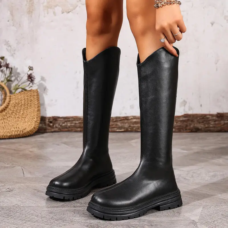 Винтажные сапоги до колена из искусственной кожи на толстой подошве, женские зимние сапоги до колена на молнии сзади 2025 года, брендовые женские длинные ботильоны
Винтажные сапоги до колена из искусственной кожи на толстой подошве, женские зимние сапоги до колена на молнии сзади 2025 года, брендовые женские длинные ботильоны