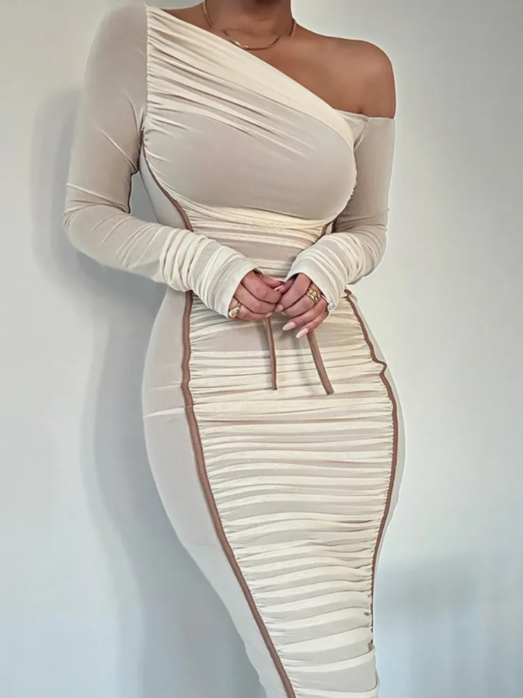 Tossy White Mesh Off-Shoulder Maxi Dress Female Long Sleeve Patchwork Fashion Contrast Summer Backless Ladies Party Long Dress
Tossy White Mesh Off-Shoulder Maxi Dress Female Long Sleeve Patchwork Fashion Contrast Summer Backless Ladies Party Long Dress
