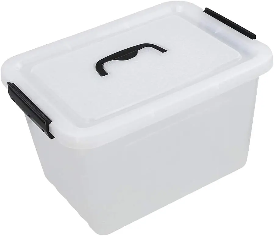 12 Quart Plastic Lidded Storage Bin with Black Handle, Latching Boxes Set of 1
12 Quart Plastic Lidded Storage Bin with Black Handle, Latching Boxes Set of 1